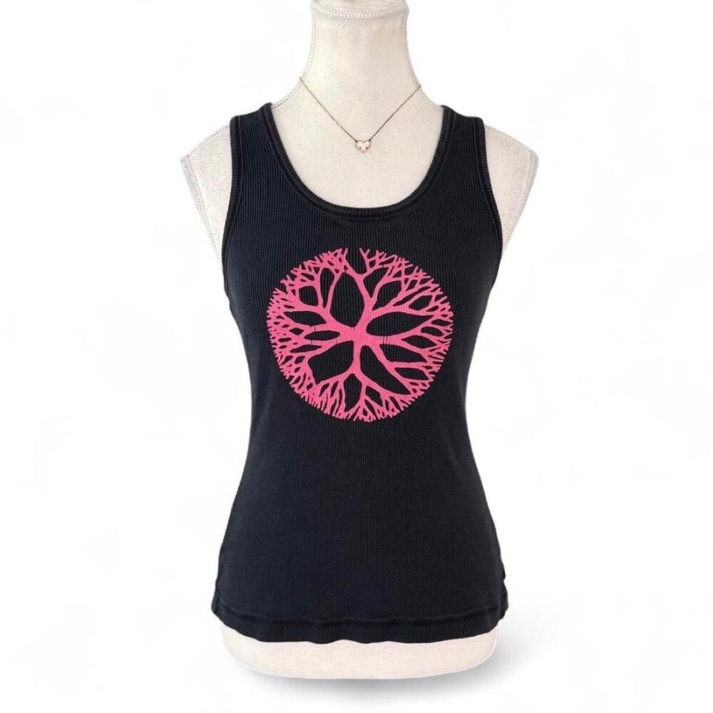 Y2K Cotton Full Length Fitted Tank Top pink graphic size large cotton top jockey